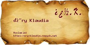 Őry Klaudia névjegykártya